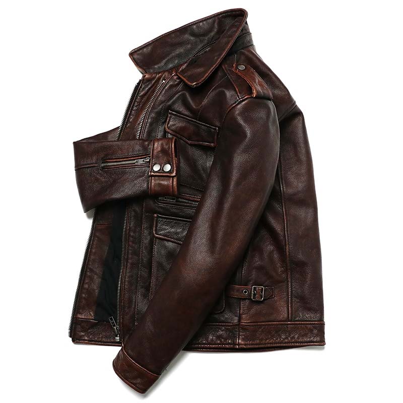 Vintage Brown Leather Slim Jacket