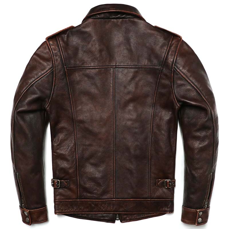 Vintage Brown Leather Slim Jacket