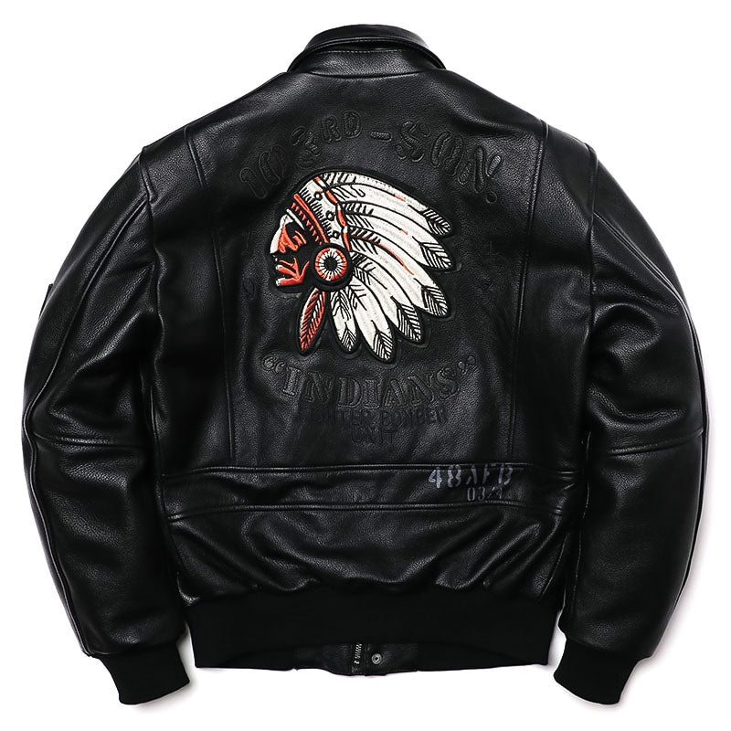 New Indian Embroidery Genuine Leather Jacket