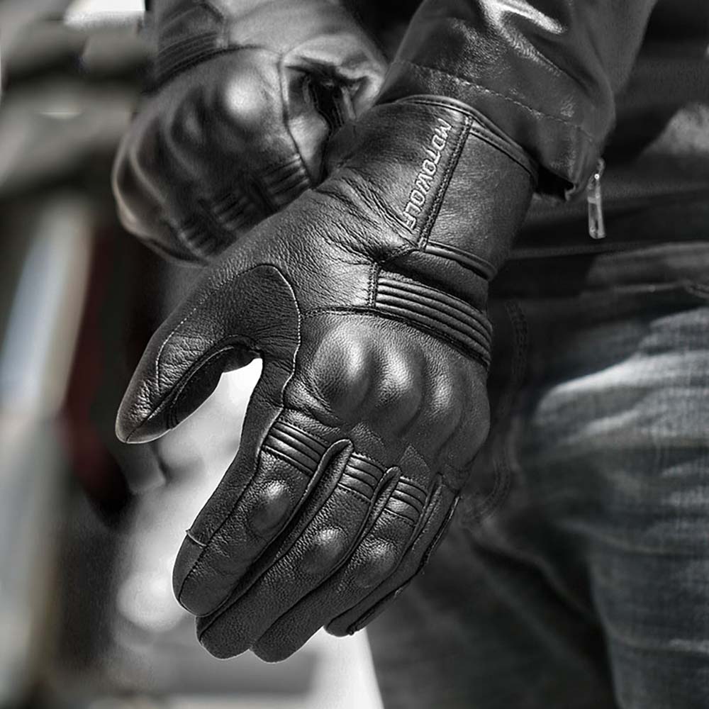 Real Leather Motorcycle Gloves